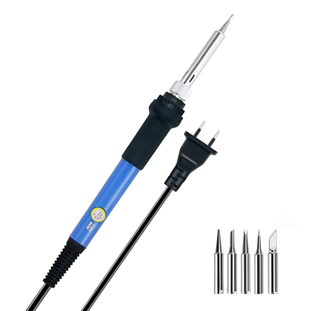 ZIBUYU Electric Soldering Iron 60W Temperature Control Electric Welding Iron 60W/220V Welding Tool for Electronics Repaired, DIY Electronics Assemble - Blue ZIBUYU Electric Soldering Iron 60W Temperature Control Electric Welding Iron 60W/220V Welding Tool for Electronics Repaired, DIY Electronics Assemble - Blue